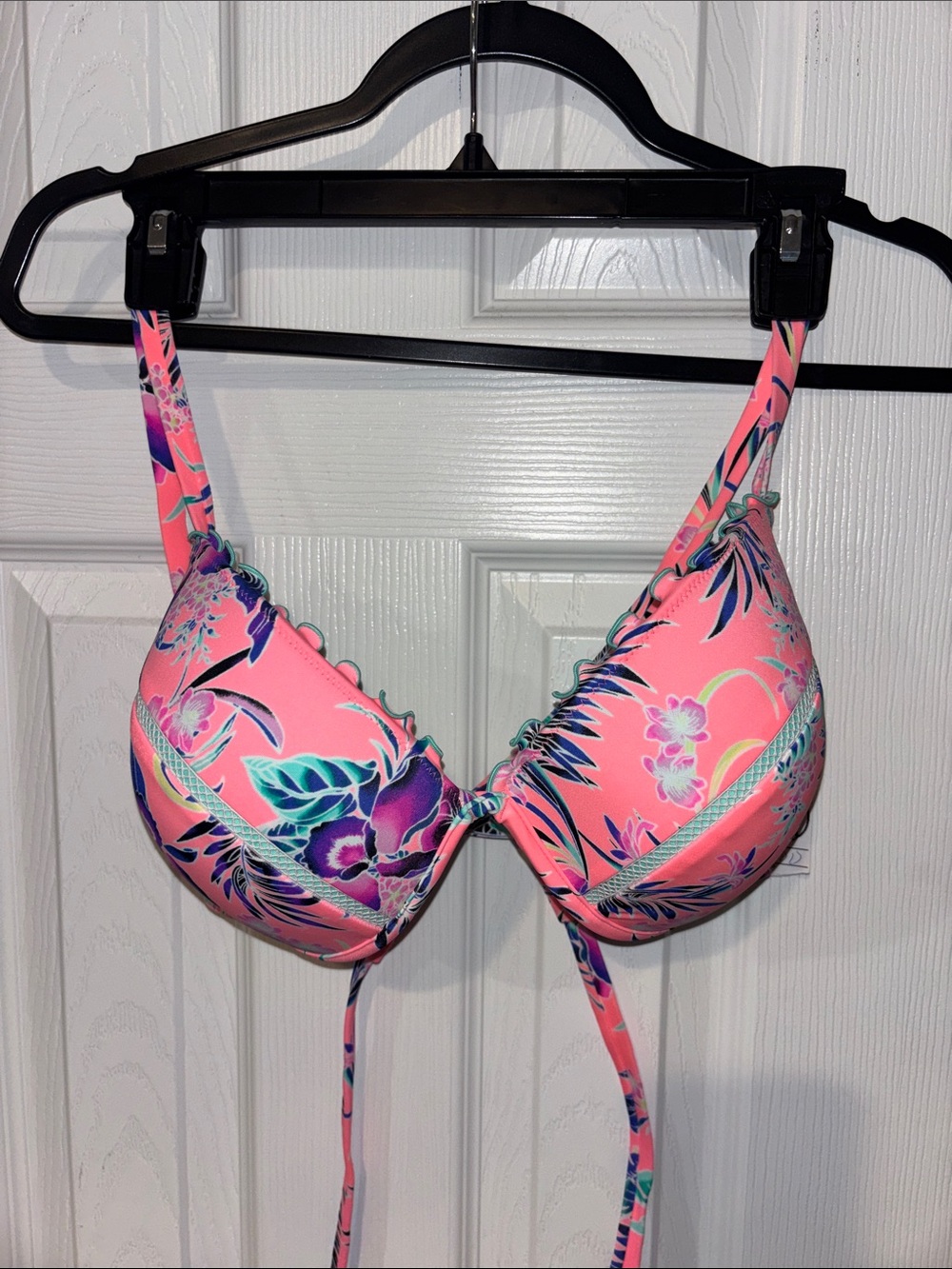 NWT Sexy Bright Pink Floral Bikini Top 36DD